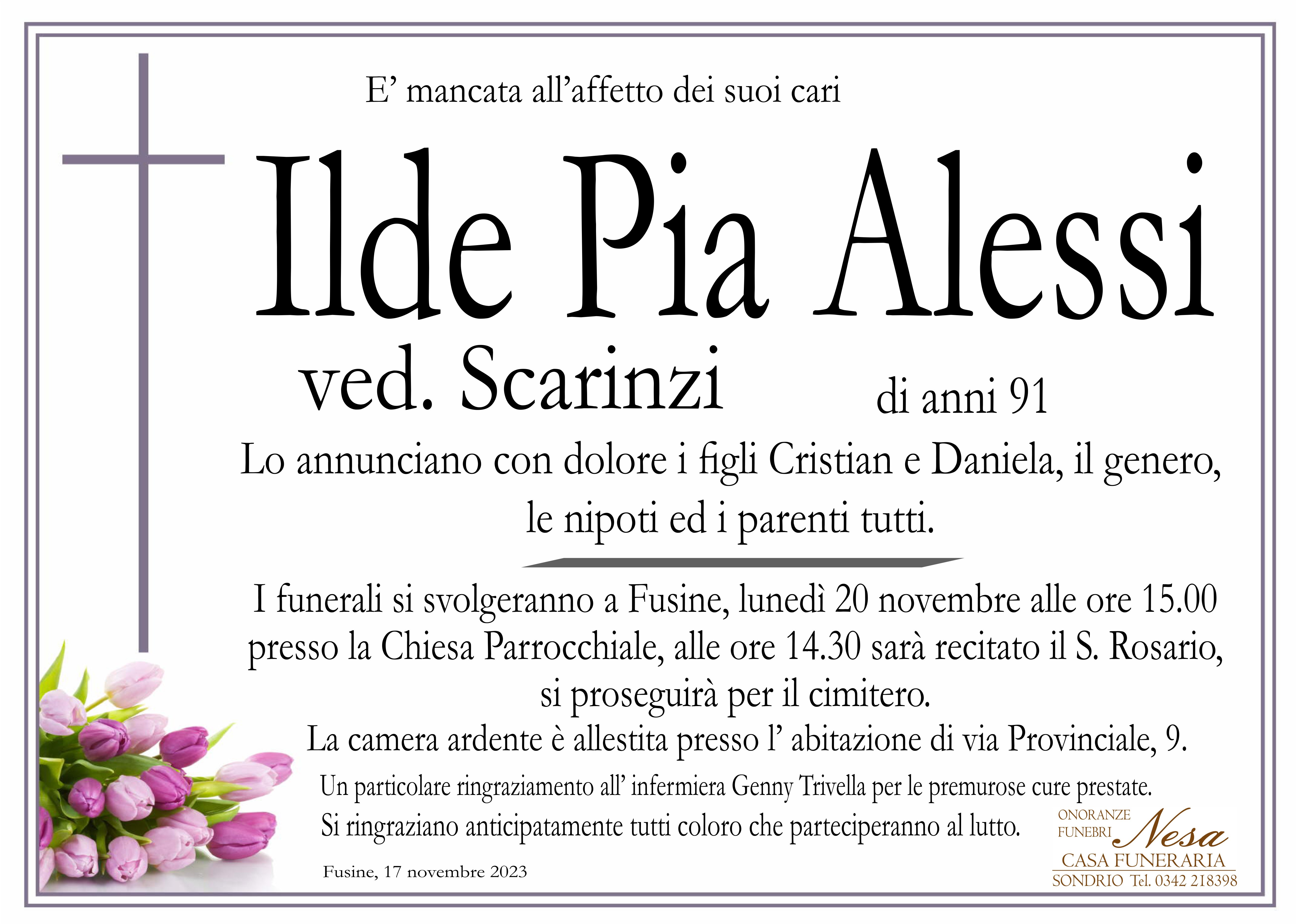 Necrologio Ilde Pia Alessi ved. Scarinzi